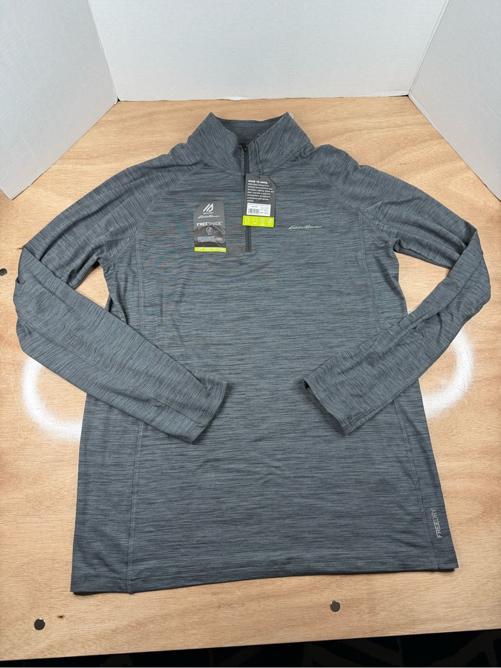 Eddie Bauer Motion 1/4 Zip Pullover Mens M Gray UPF 50 Freeshade NWT